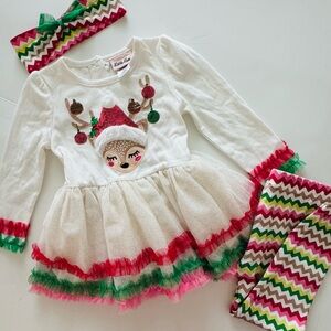 Festive Reindeer Kids Outfit Set Size 3T